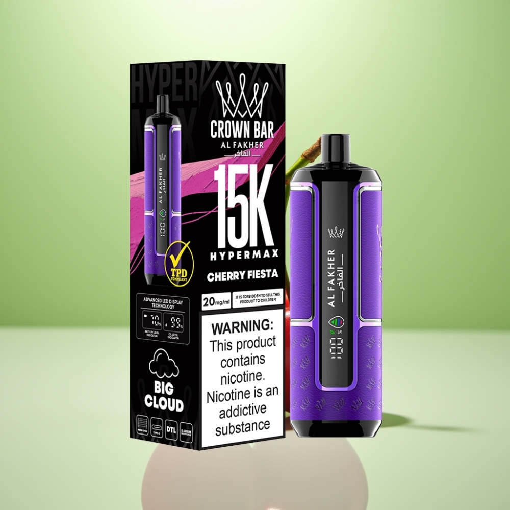 Al Fakher Crown Bar 15K Hypermax Dispozabil Vape Kit Cherry Fiesta – 22ml, 600mAh, 15.000 puševa