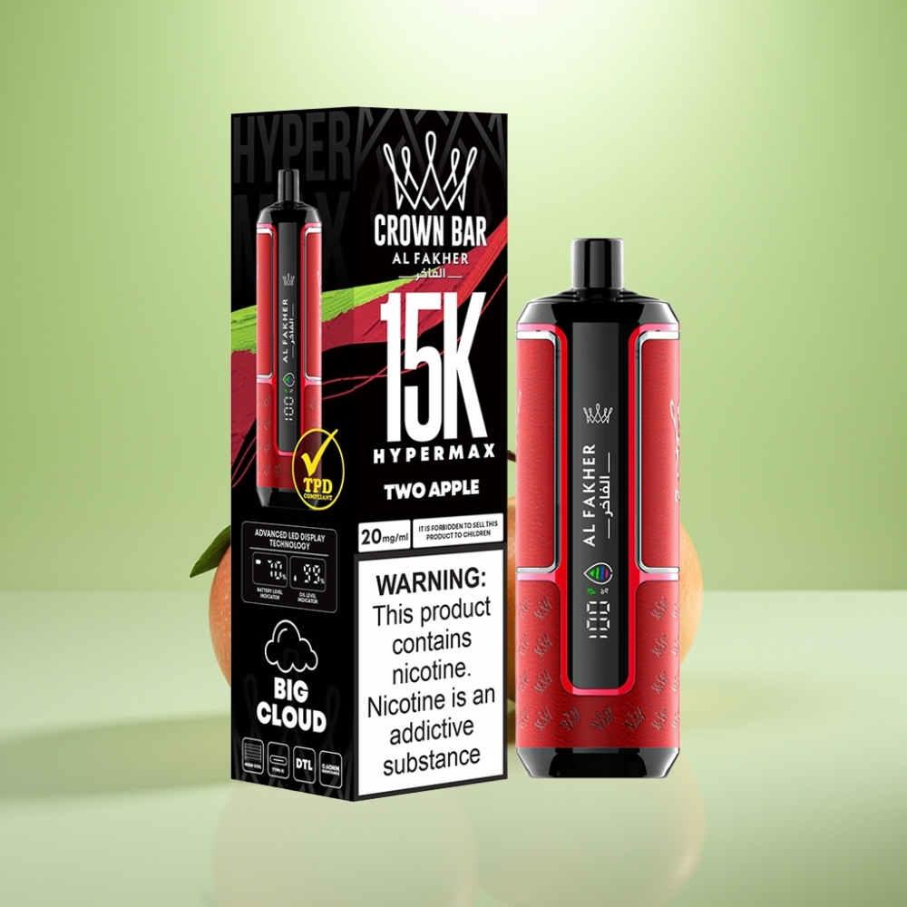 Al Fakher Crown Bar 15K Hypermax Dispozabil Vape Kit Dva Jabuka – 22ml, 600mAh, Type-C, 15.000 puševa