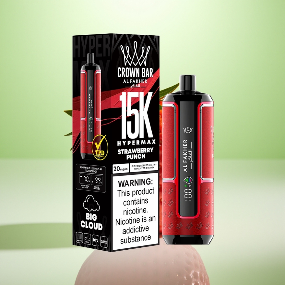 Al Fakher Crown Bar 15K Hypermax Dispozabil Vape Kit Jagoda Punch – 22ml, 15.000 pufova, 600mAh baterija
