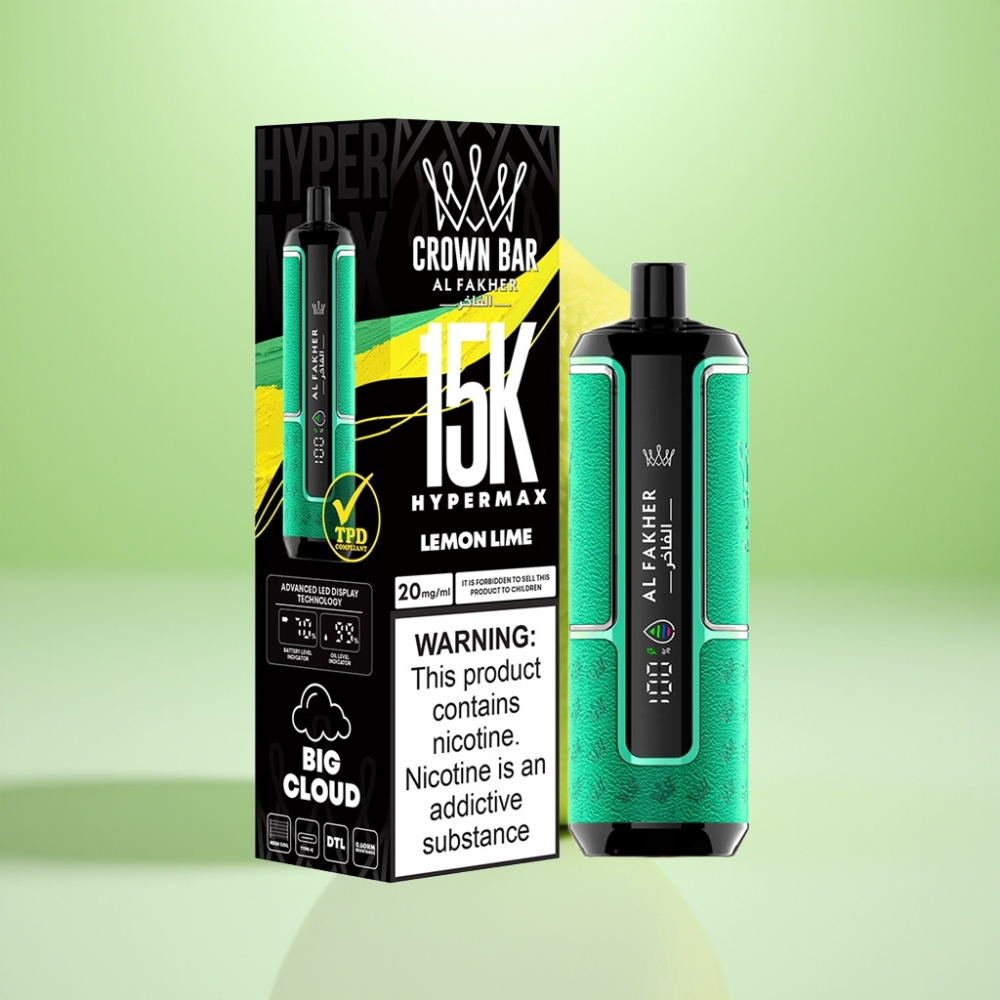 Al Fakher Crown Bar 15K Hypermax Dispozabil Vape Kit Limeta-Limun, 22ml, 600mAh, 15.000 pufova