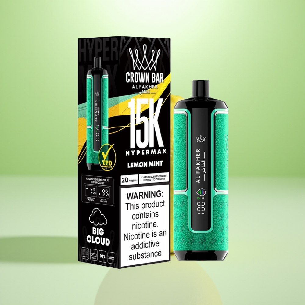 Al Fakher Crown Bar 15K Hypermax Dispozabil Vape Kit Limeta Mentol – 22ml, 600mAh, 15.000 puševa