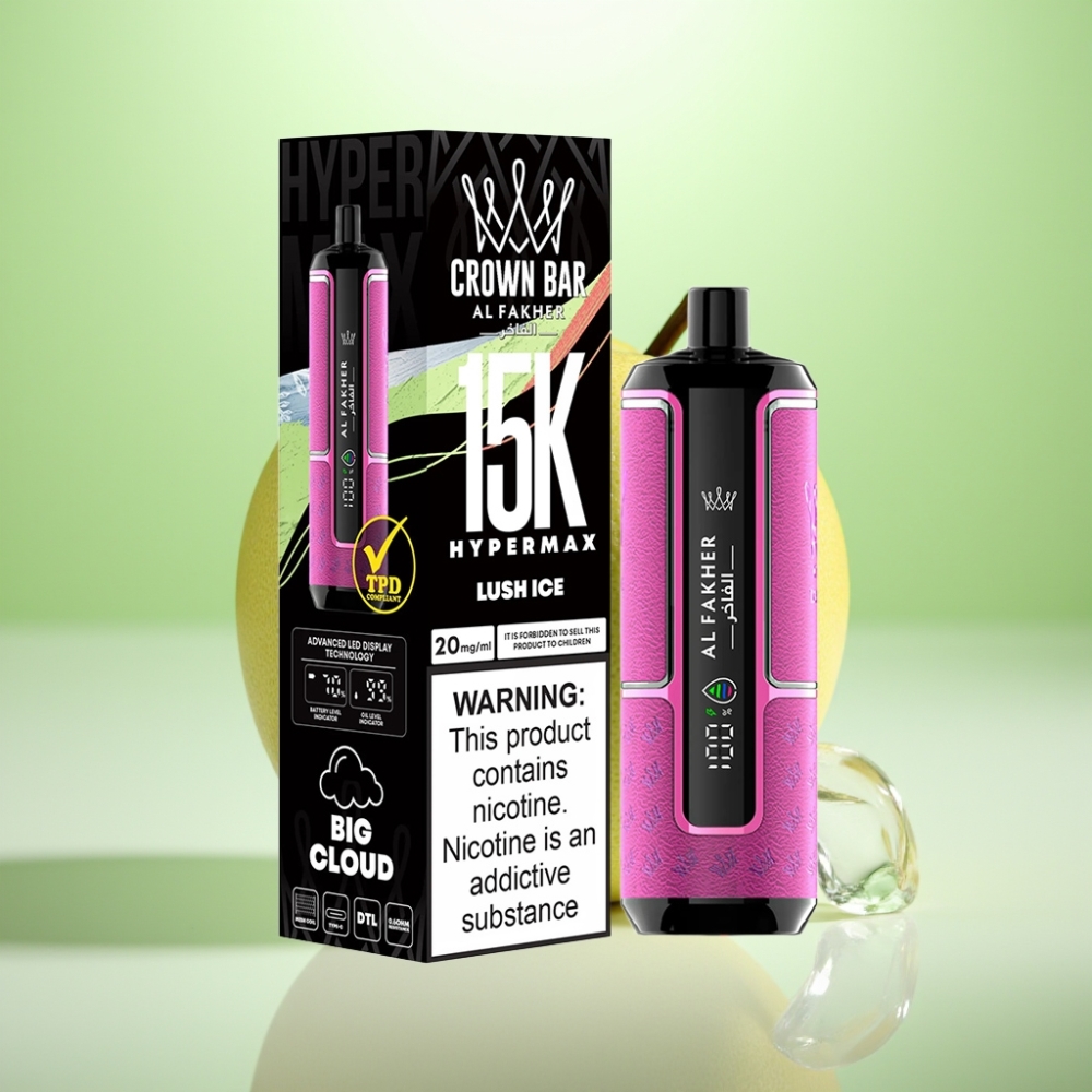 Al Fakher Crown Bar 15K Hypermax Dispozabil Vape Kit Luch Ice – 22ml, 15.000 ponuda, 6mg/ml, DTL