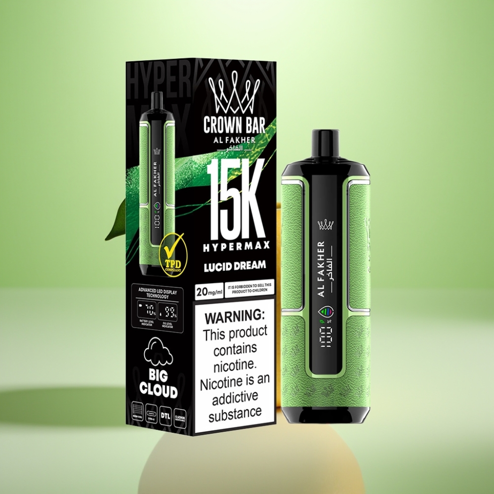 Al Fakher Crown Bar 15K Hypermax Dispozabil Vape Kit Lucid Dream – 22ml, 600mAh, 15.000 puševa, 6mg/ml