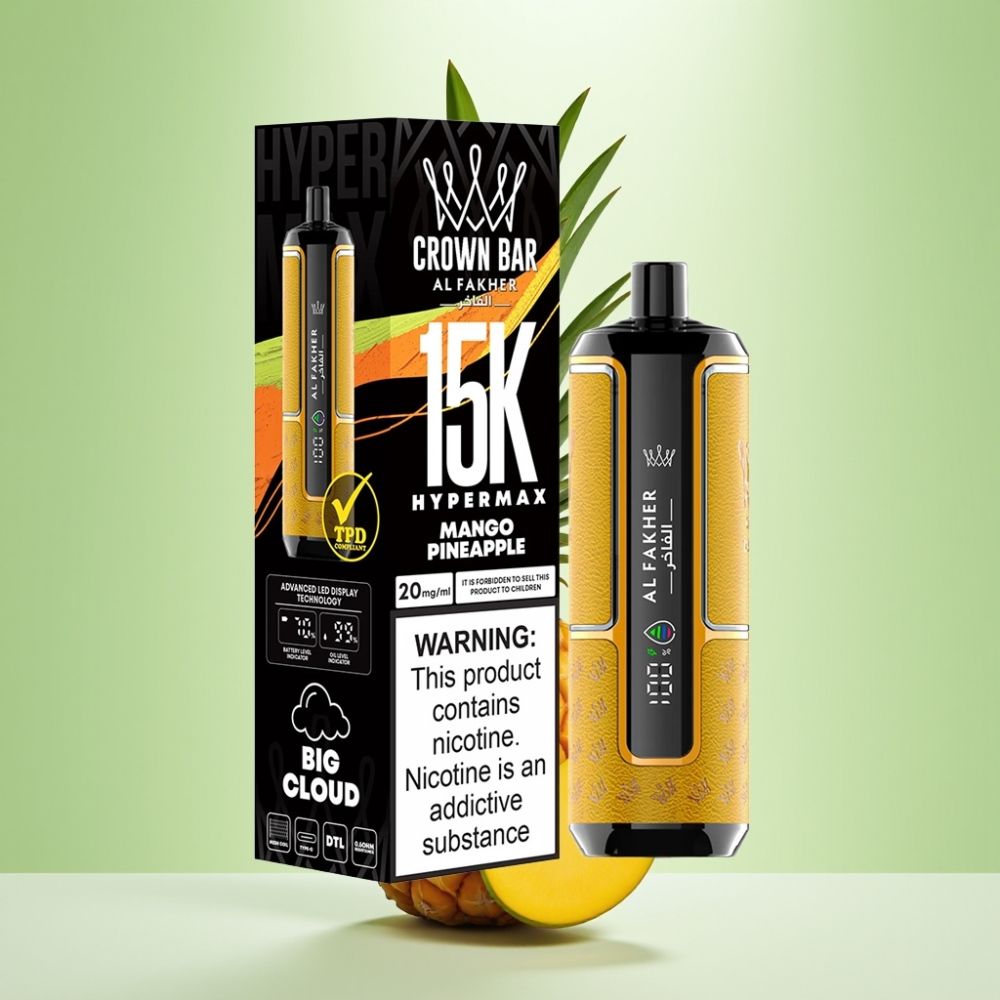 Al Fakher Crown Bar 15K Hypermax Dispozabil Vape Kit Mango Ananas – 22ml, 600mAh, 15.000 puševa
