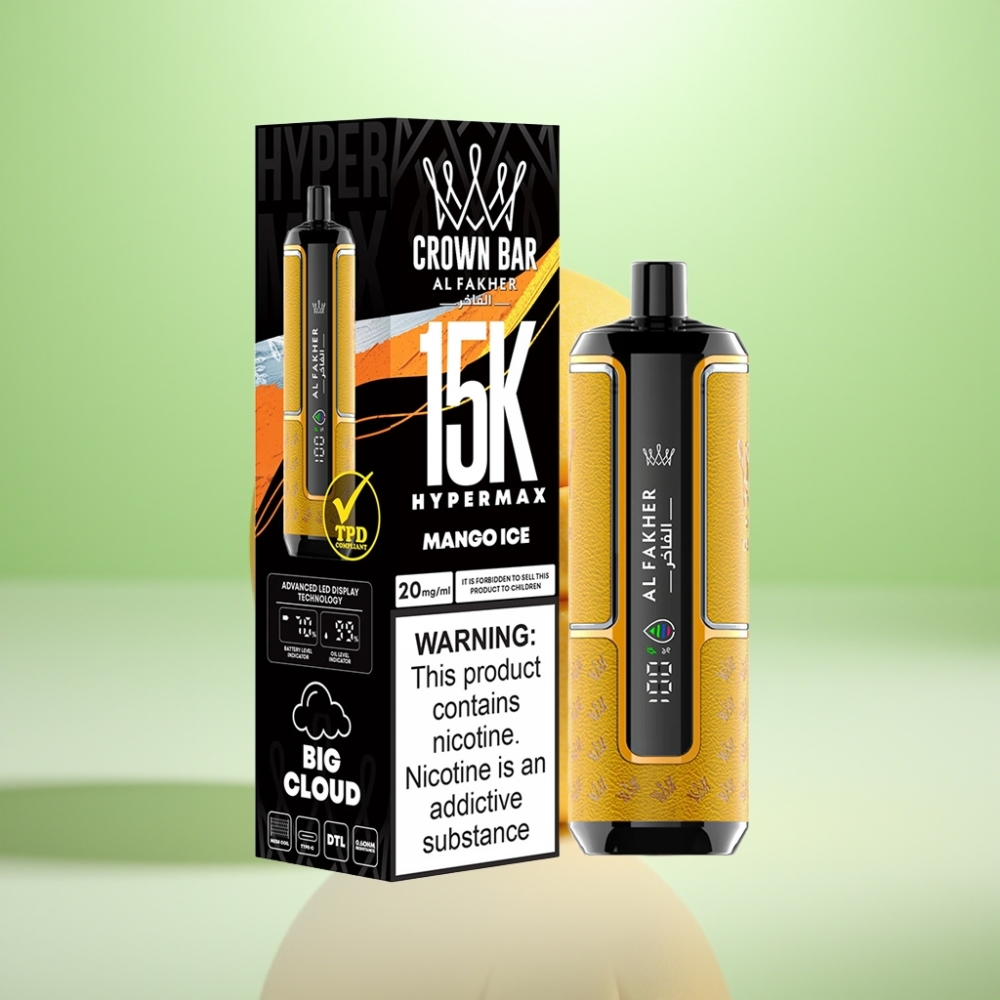 Al Fakher Crown Bar 15K Hypermax Dispozabil Vape Kit Mango Ice – 22ml, 600mAh, 15.000 puševa