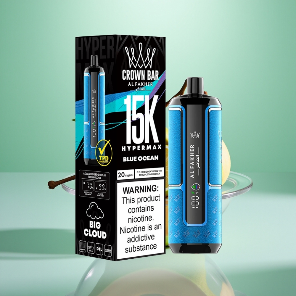 Al Fakher Crown Bar 15K Hypermax Dispozabil Vape Kit Plavi Okean – 22ml, 600mAh, 15.000 puševa