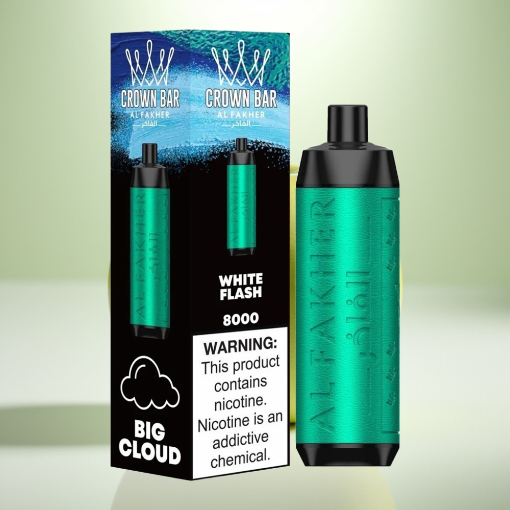 Al Fakher Crown Bar 8000 Crystal Dispozabil Vape Бела Блесак – 18ml, 8000 пуфова, USB Type-C