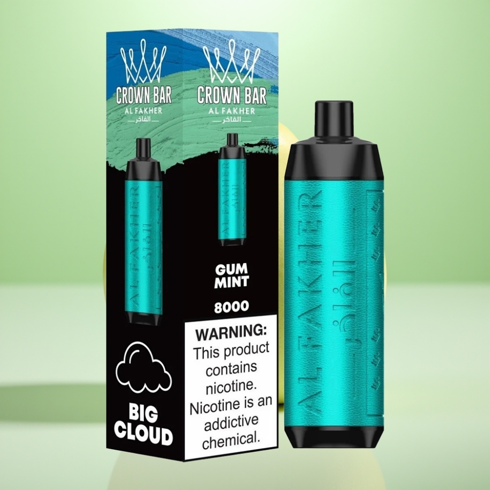 Al Fakher Crown Bar 8000 Crystal Dispozabil Vape - 600mAh, 18ml, 5mg, 8000 Puffova, Gum Mint
