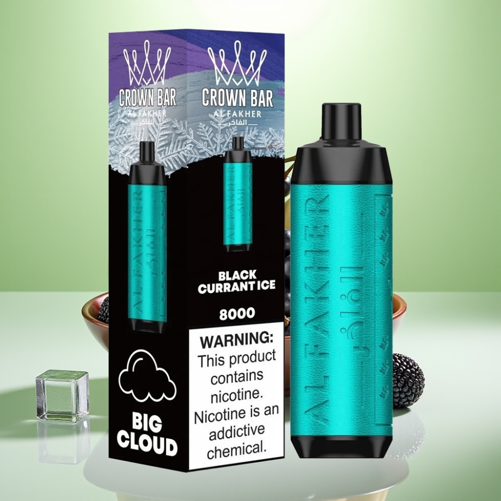 Al Fakher Crown Bar 8000 Crystal Dispozabil Vape Crna Ribizla Led – 600mAh, 18ml, 8000 Puffova