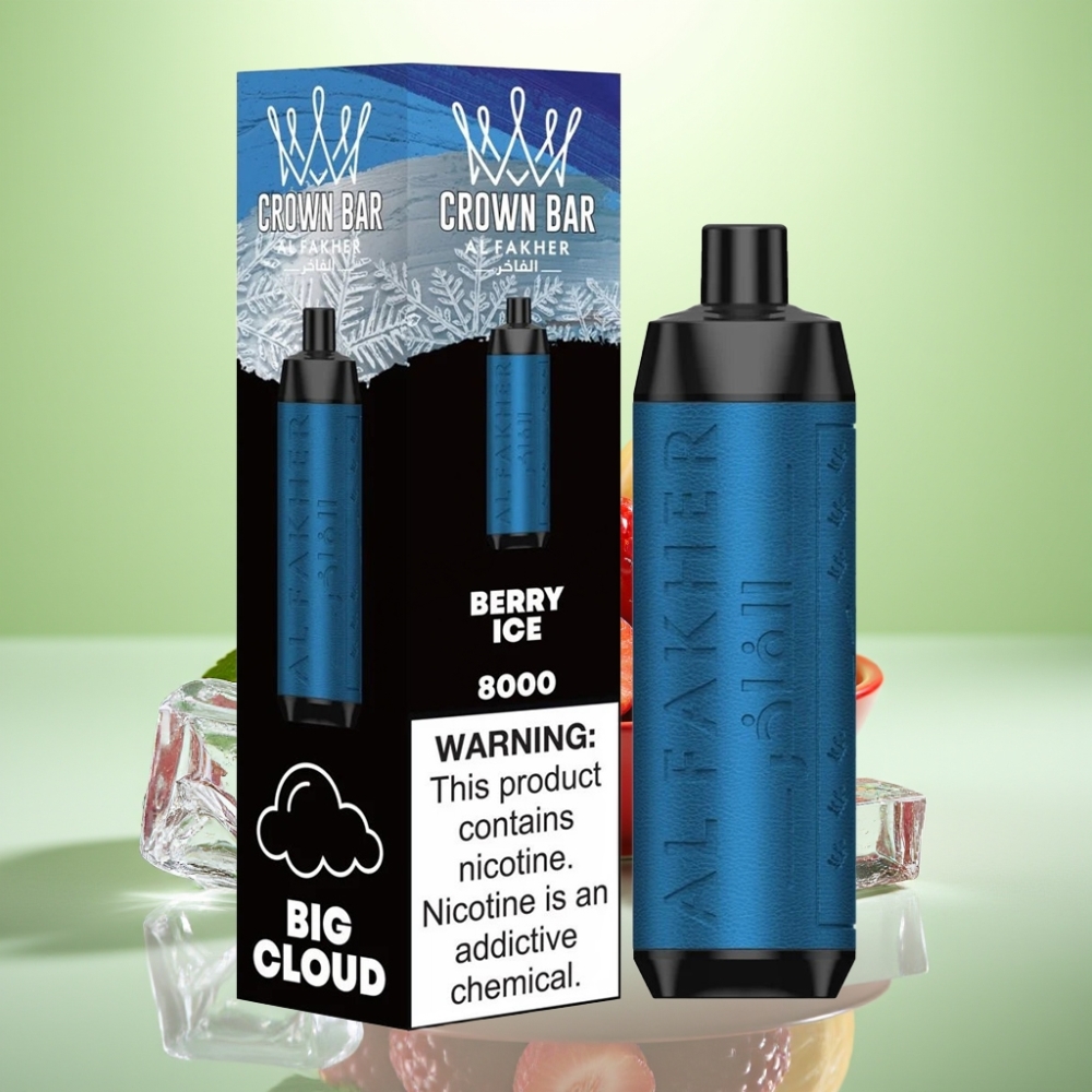 Al Fakher Crown Bar 8000 Crystal Dispozabil Vape Jagoda Led – 18ml, 5mg, 8000 Pufova