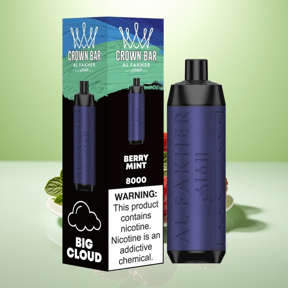Al Fakher Crown Bar 8000 Crystal Dispozabil Vape Jagoda Met – 600mAh, 18ml, 8000 puševa, Type-C punjenje