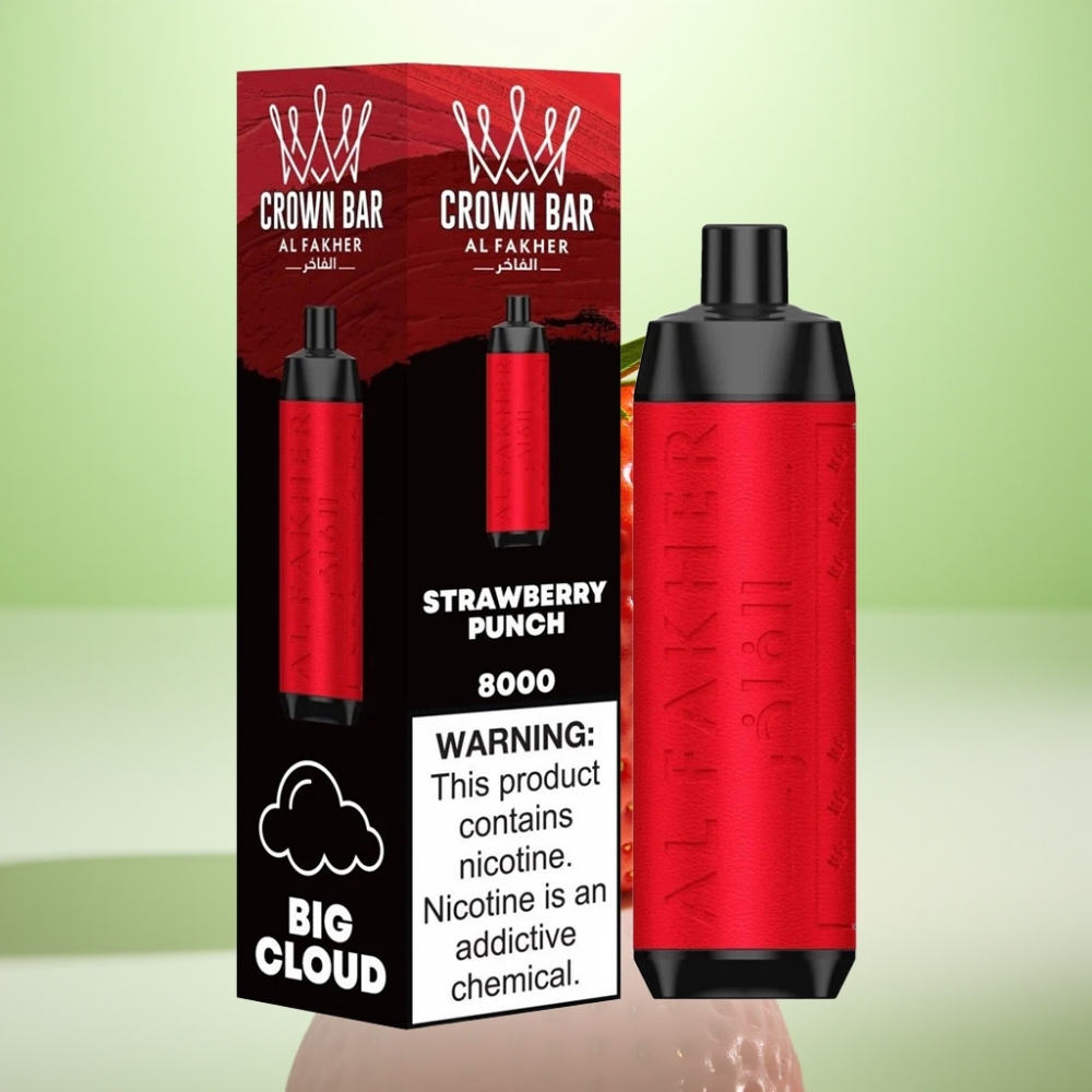 Al Fakher Crown Bar 8000 Crystal Dispozabil Vape Jagoda Punč – 600mAh, 18ml, 8000 Pufova