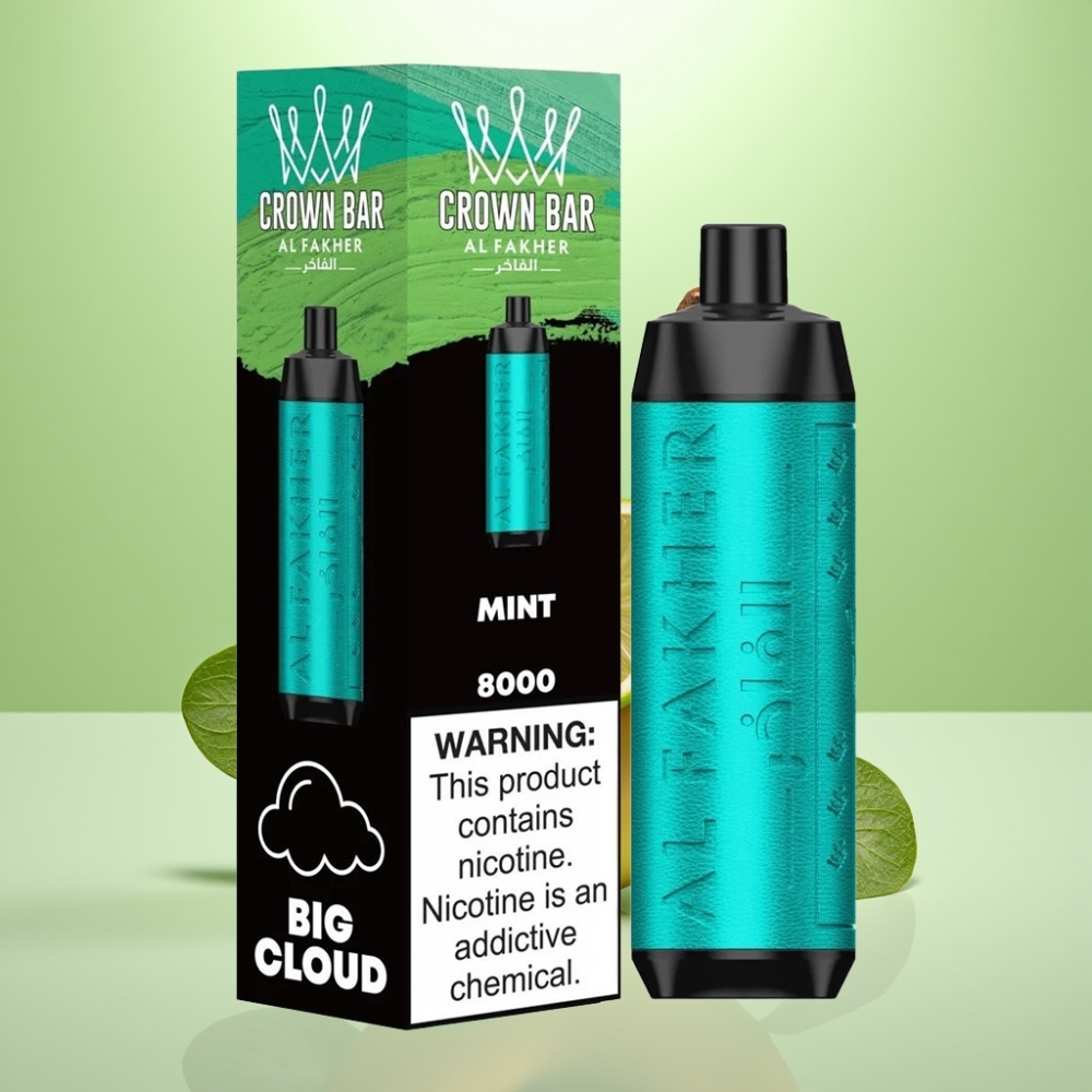 Al Fakher Crown Bar 8000 Crystal Dispozabil Vape Mint – 600mAh baterija, 18ml tečnost, 8000 pufova