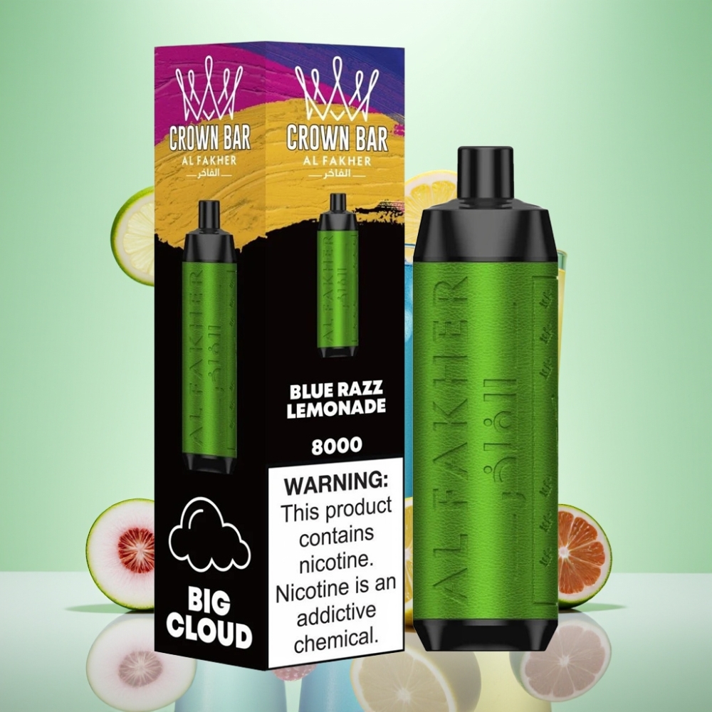 Al Fakher Crown Bar 8000 Crystal Dispozabil Vape Plava Malina Limunada – 18ml, 5mg, 8000 Pufova