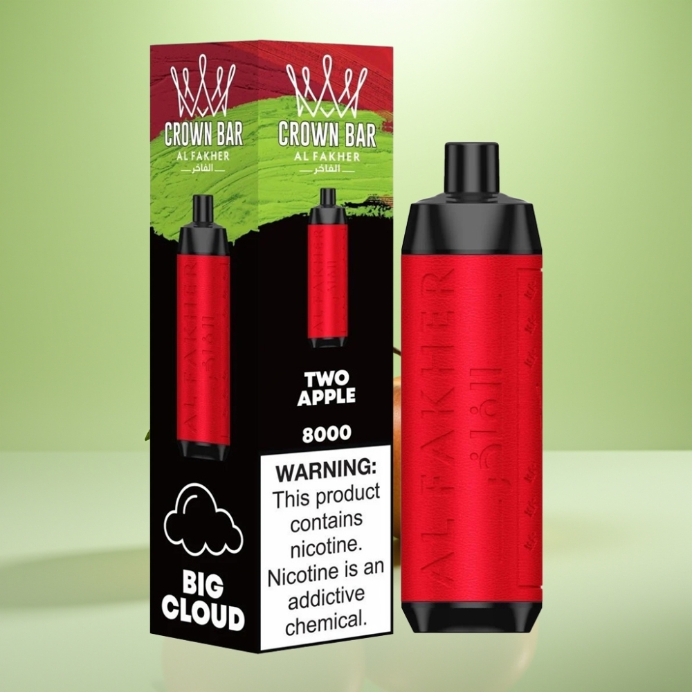 Al Fakher Crown Bar 8000 Kristal Jednokratna Vape Dva Jabuka – 18ml, 8000 Pufova, 5mg Nikotina