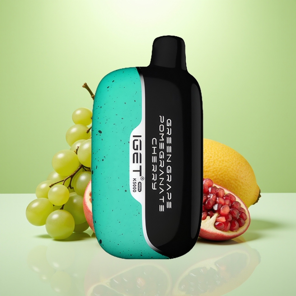 IGET Moon K5000 Puffs Dispozabilna Vape Zeleno Grožđe Narandža Trešnja - 5000 Pufova, 1.35 Ohm, 81.5 g