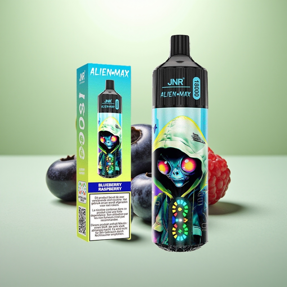 JNR Alien Max 18000 Puffs Dispozabil Vape Borovnica Malina - Smart LED Display, Dual Mesh Coil, 28ml E-liquid, Type-C Quick Charge