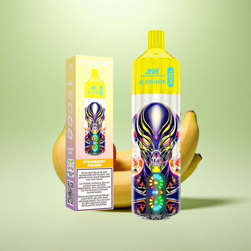 JNR Alien Max 18000 Puffs Dispozabil Vape Jagoda Banana - Dual Mesh Coil, 28ml E-tečnost, 850mAh Baterija