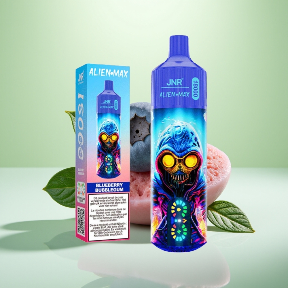 JNR Alien Max 18000 Puffs Dispozabilna Vape Dva Mrežasta Kalema, 28ml Tekućine, Tip-C Punjenje, Borovnica Žvakaća Guma