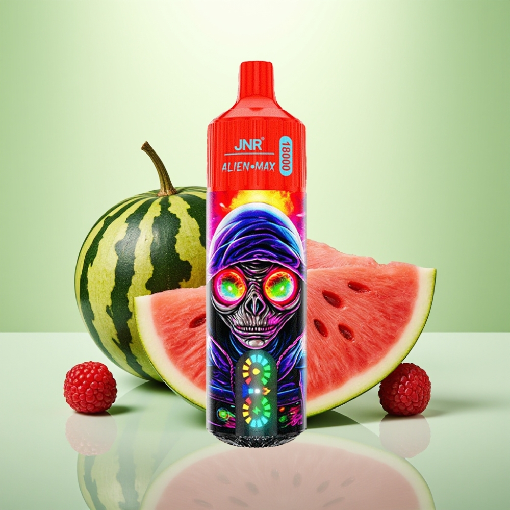 JNR Alien Max 18000 Puffs Dispozabilna Vape sa LED ekranom, Dual Mesh Coil, 28ml tečnosti - Malina Lubenica Led