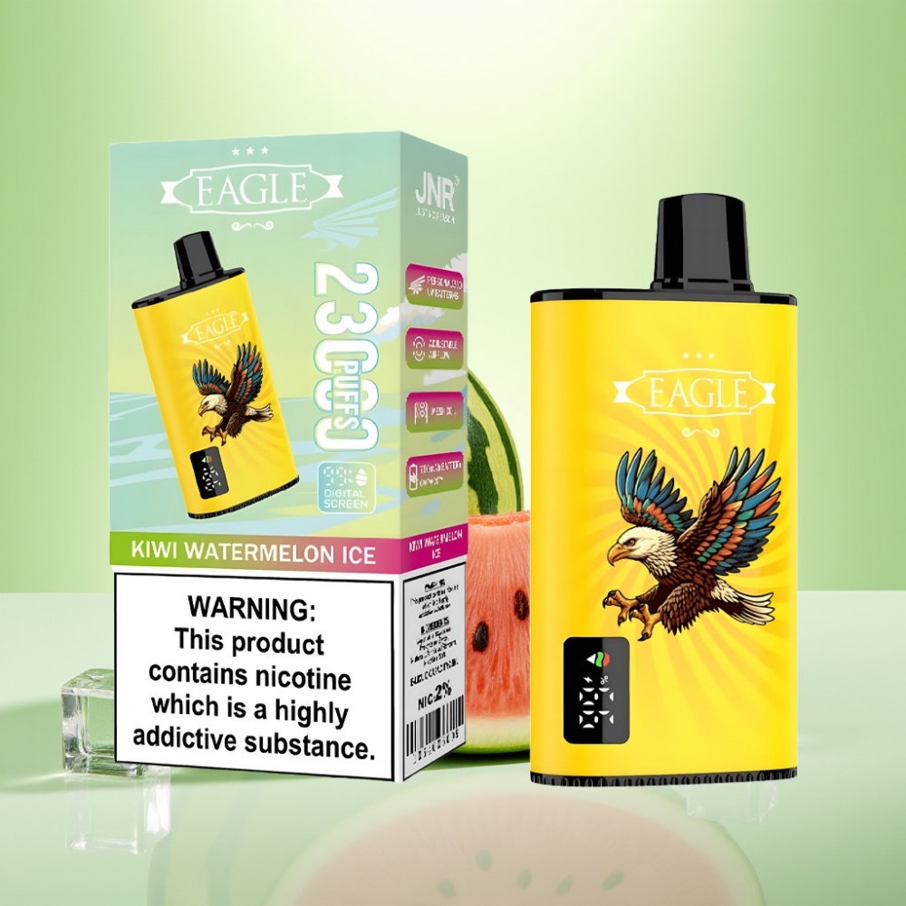 JNR EAGLE Smart 23000 Puffs Dispozabil Vape - Digital Screen, 1.0ohm Mesh Coil, 750mAh - Kiwi Watermelon Ice (Kivi Lubenica Led)