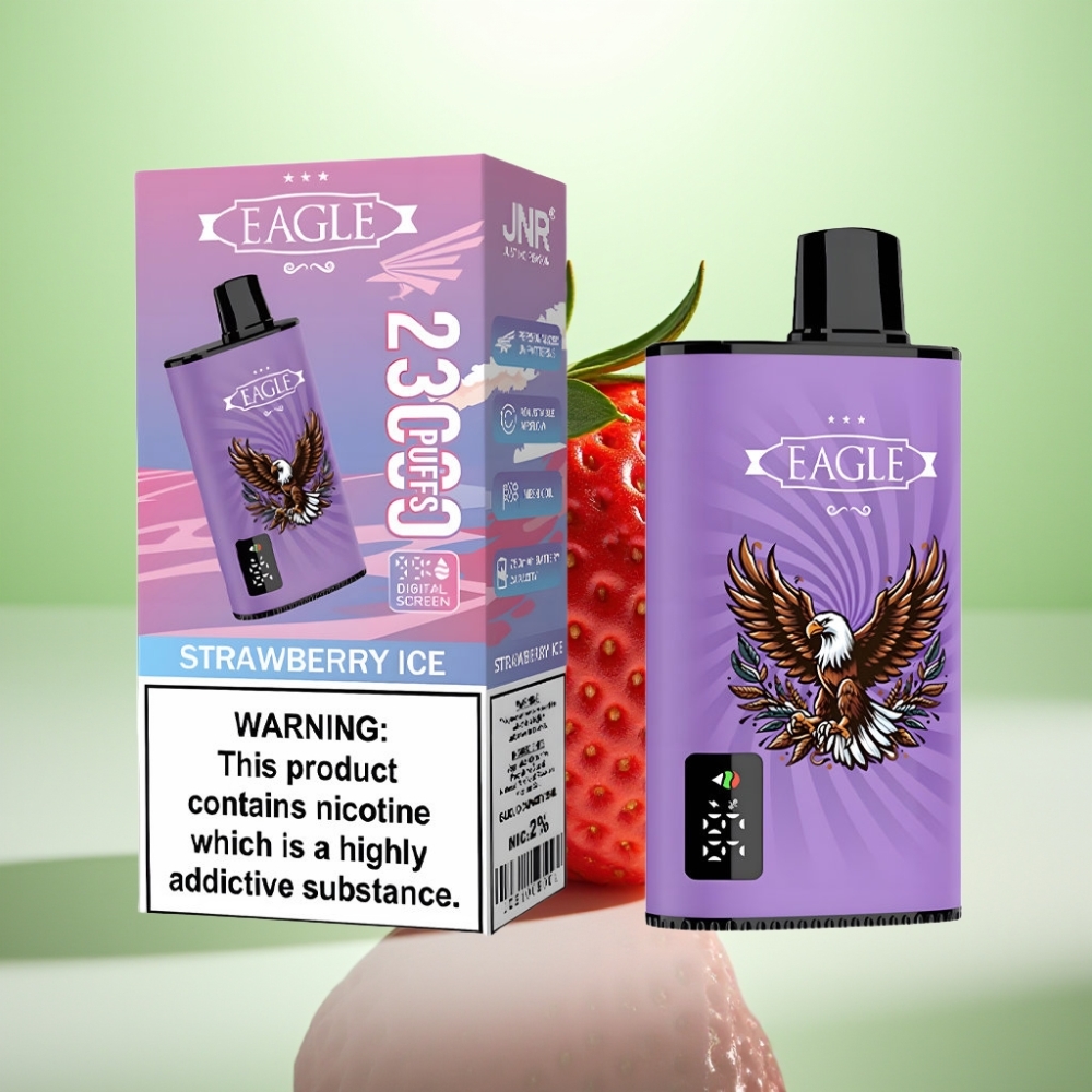 JNR EAGLE Smart 23000 Puffs Dispozabil Vape Jagoda Led, Digitalni Ekran, 1.0ohm Mesh Kalem, Podešavani Protok Vazduha