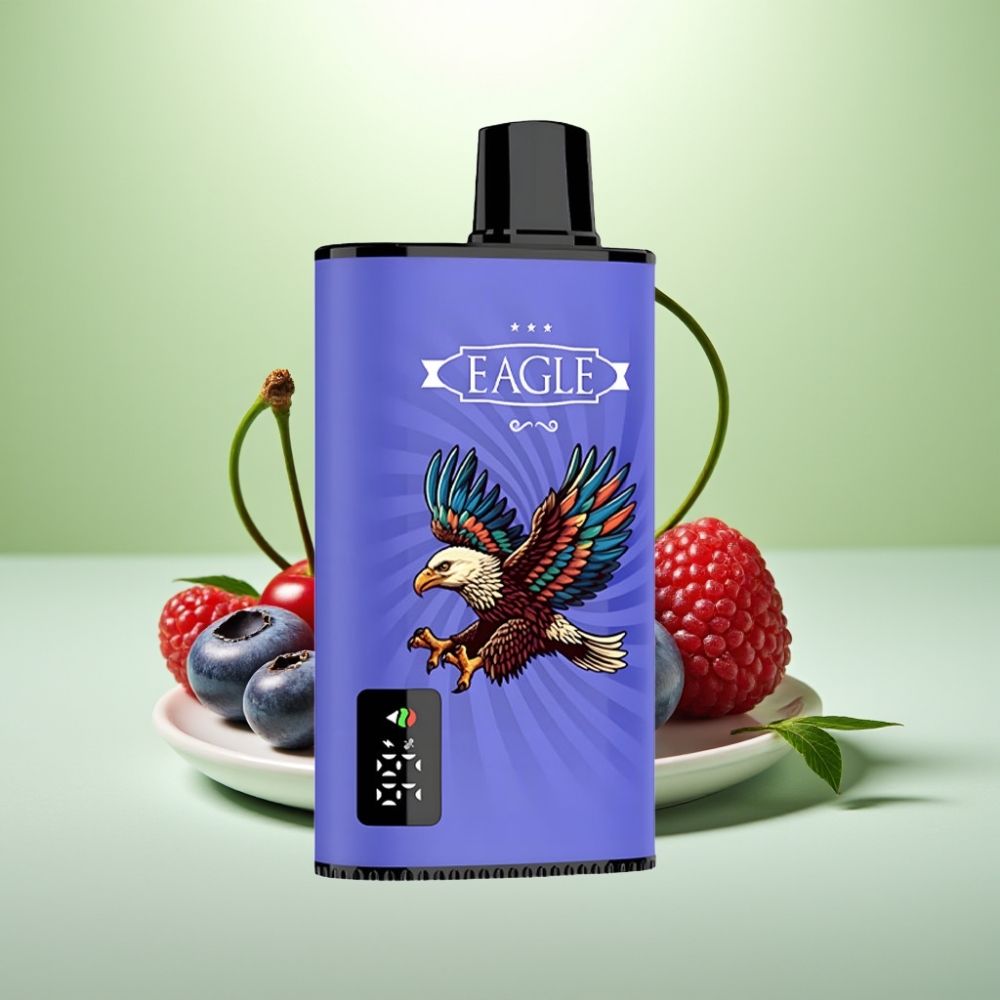 JNR EAGLE Smart 23000 Pufova Dispozabil Vape – Borovina Malina Trešnja, Digitalni Ekran, 1.0ohm Mesh Kalem, 25ml Tekućine