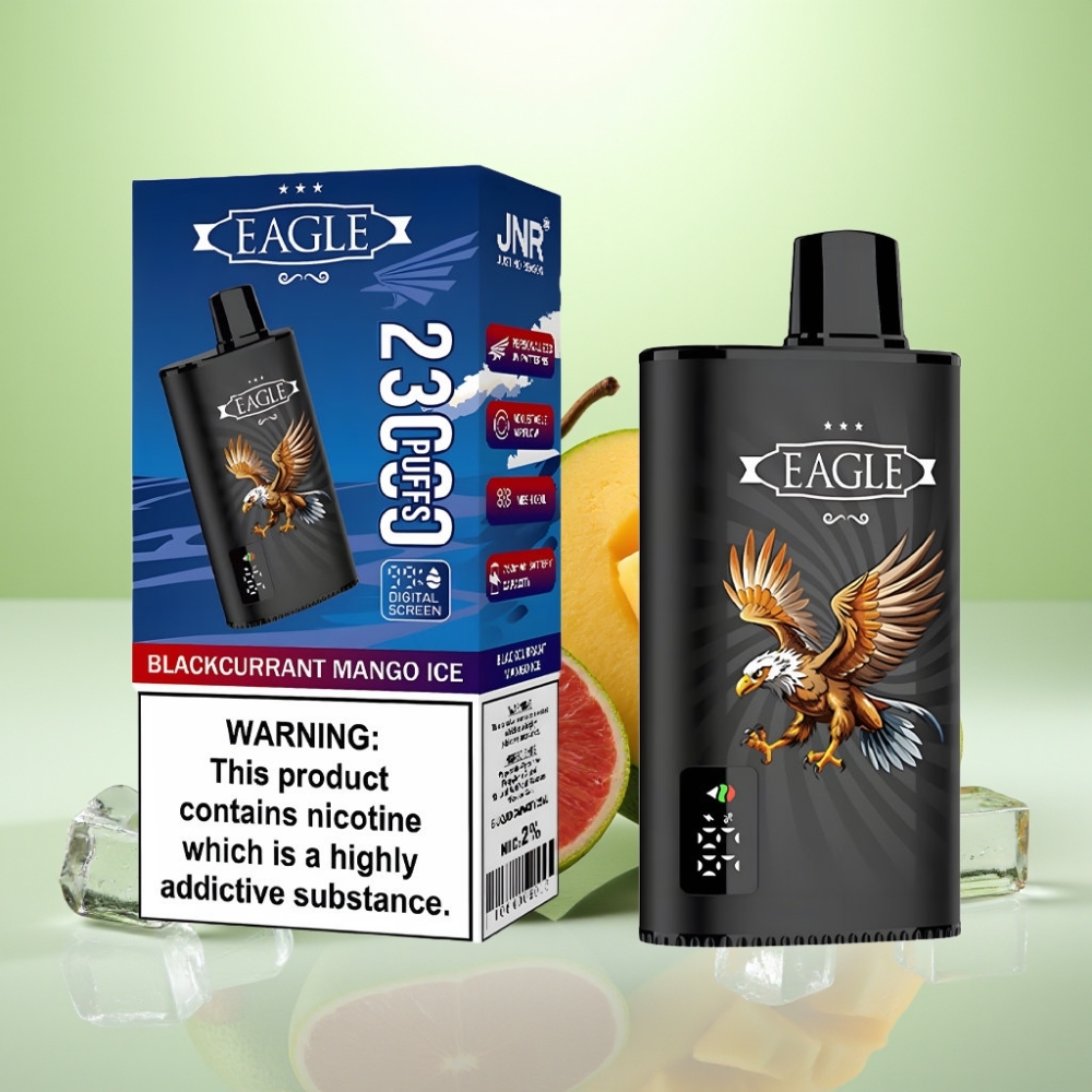 JNR EAGLE Smart 23000 Pufova Dispozabil Vape - Crna Ribizla & Mango Led, Digital Ekran, 750mAh Baterija, 25ml Tekućine