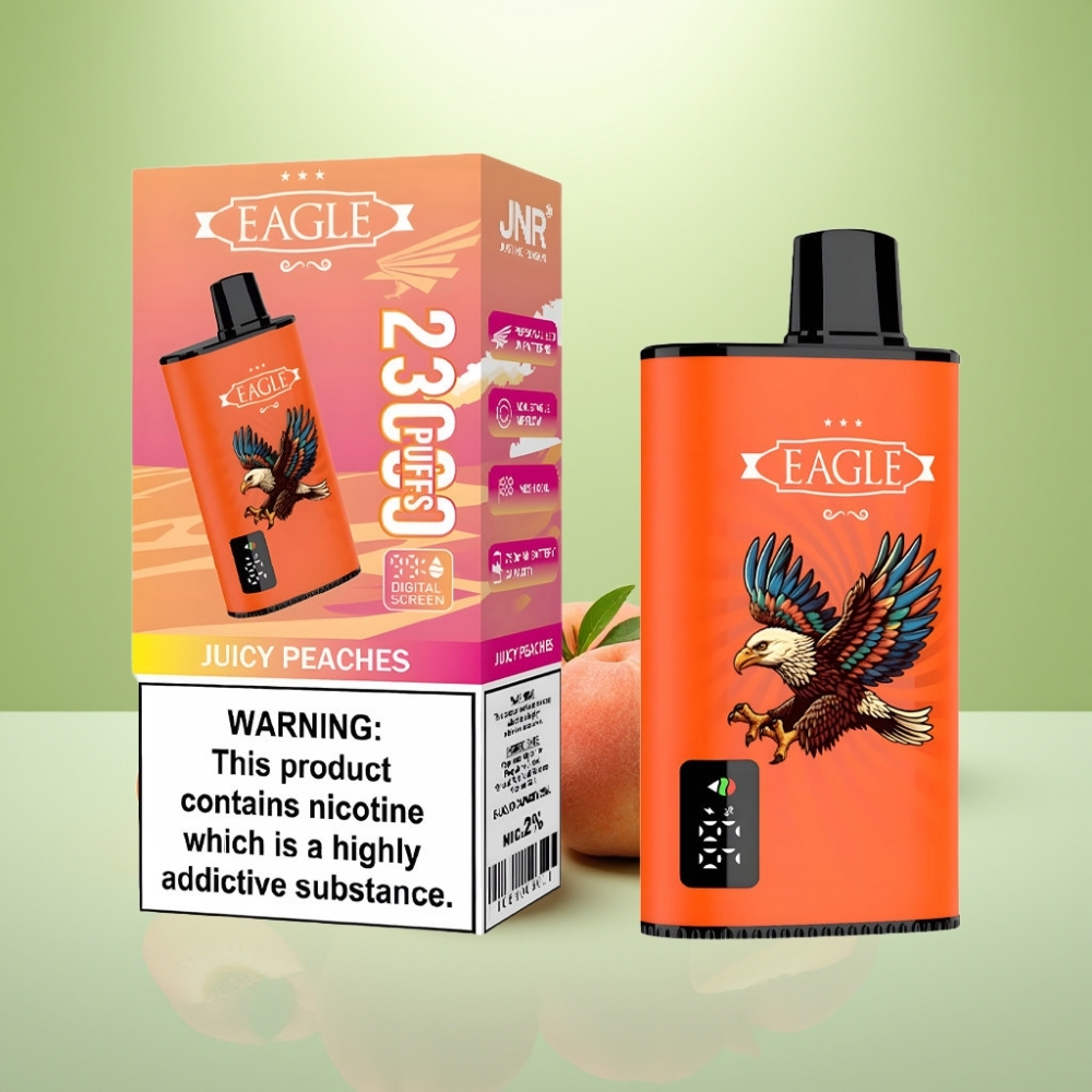 JNR EAGLE Smart 23000 Pufova Jednokratna Vape - Digitalni ekran, 1.0ohm Mesh kalem, Podesivi protok vazduha, Sočna breskva