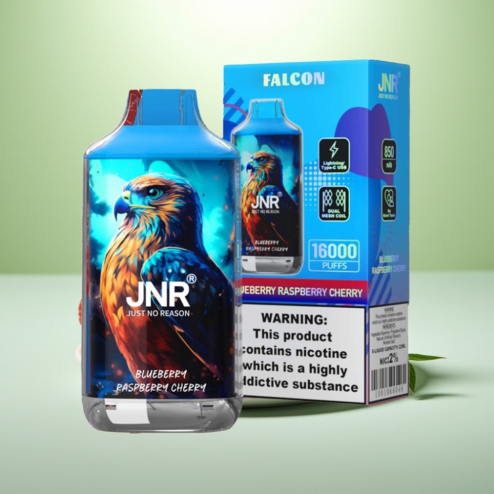 JNR Falcon 16000 Puffs Dispozabil Vape Borovnica Malina Trešnja - 850mAh, 22ml, Dual Mesh Coil