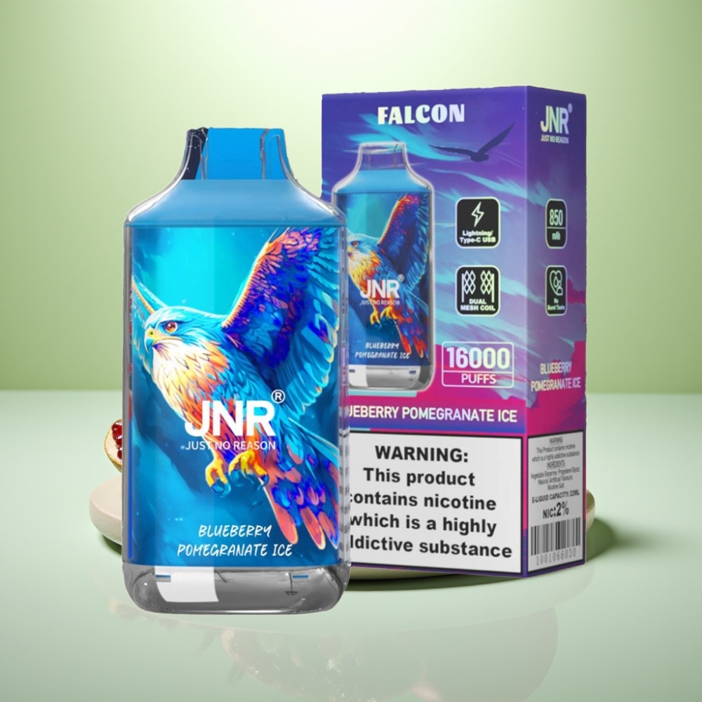 JNR Falcon 16000 Puffs Dispozabil Vape Borovnica Narandža Led – 850mAh, 22ml, Dual Mesh Coil, Type C & Lightning