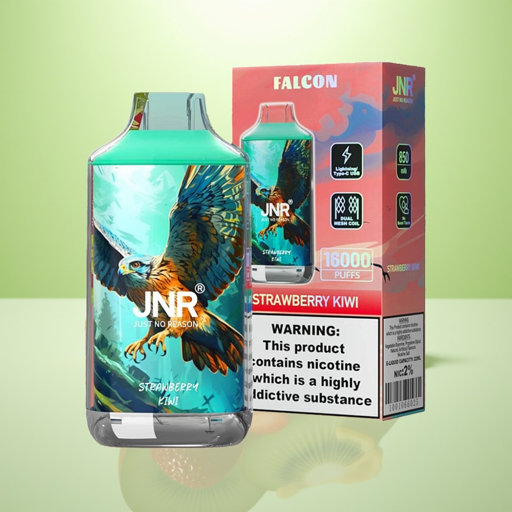 JNR Falcon 16000 Puffs Dispozabil Vape Jagoda-Kivi, 850 mAh, 22ml, Dual Mesh Coil