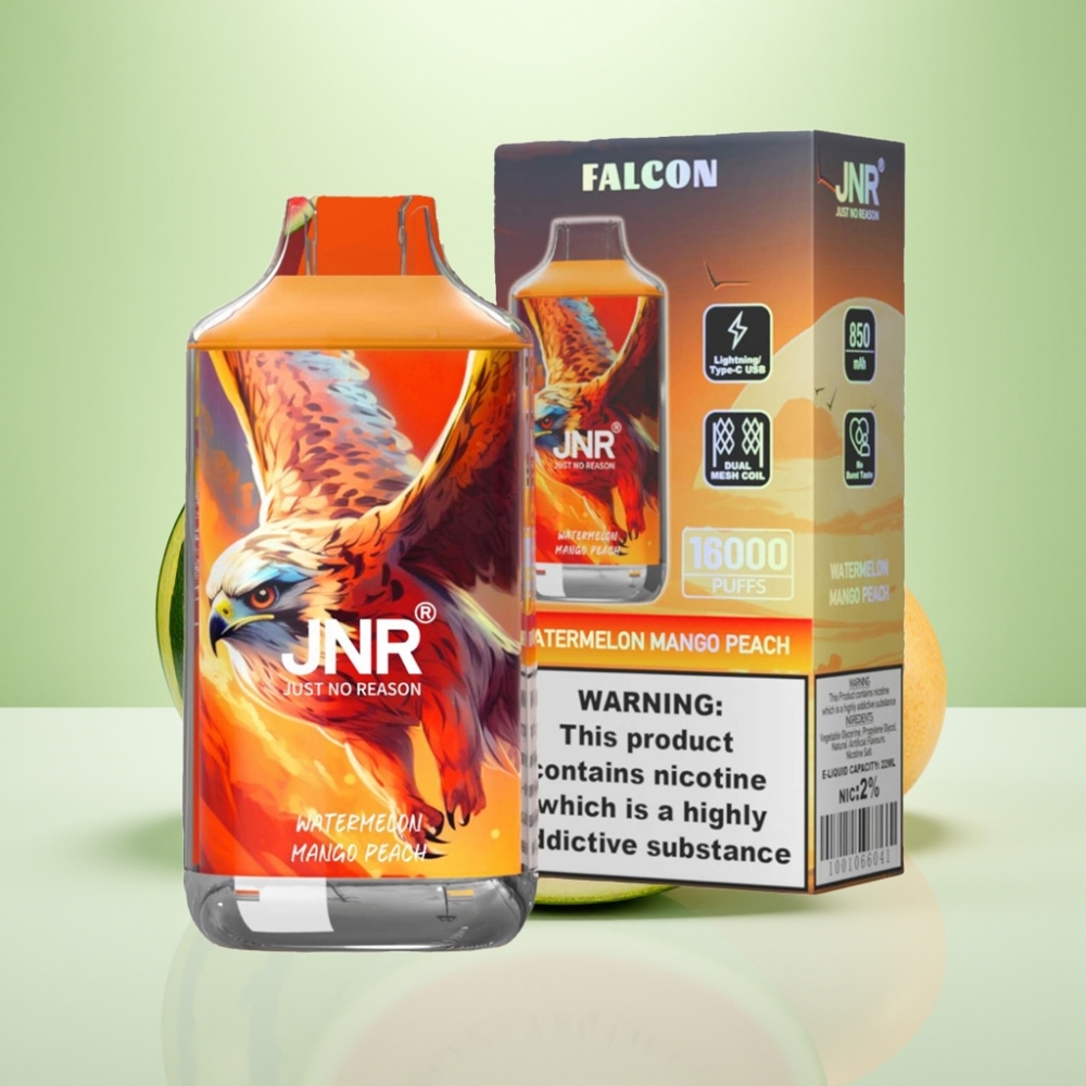 JNR Falcon 16000 Puffs Dispozabil Vape Lubenica Mango Breskva - 850mAh, 22ml, Dual Mesh Coil