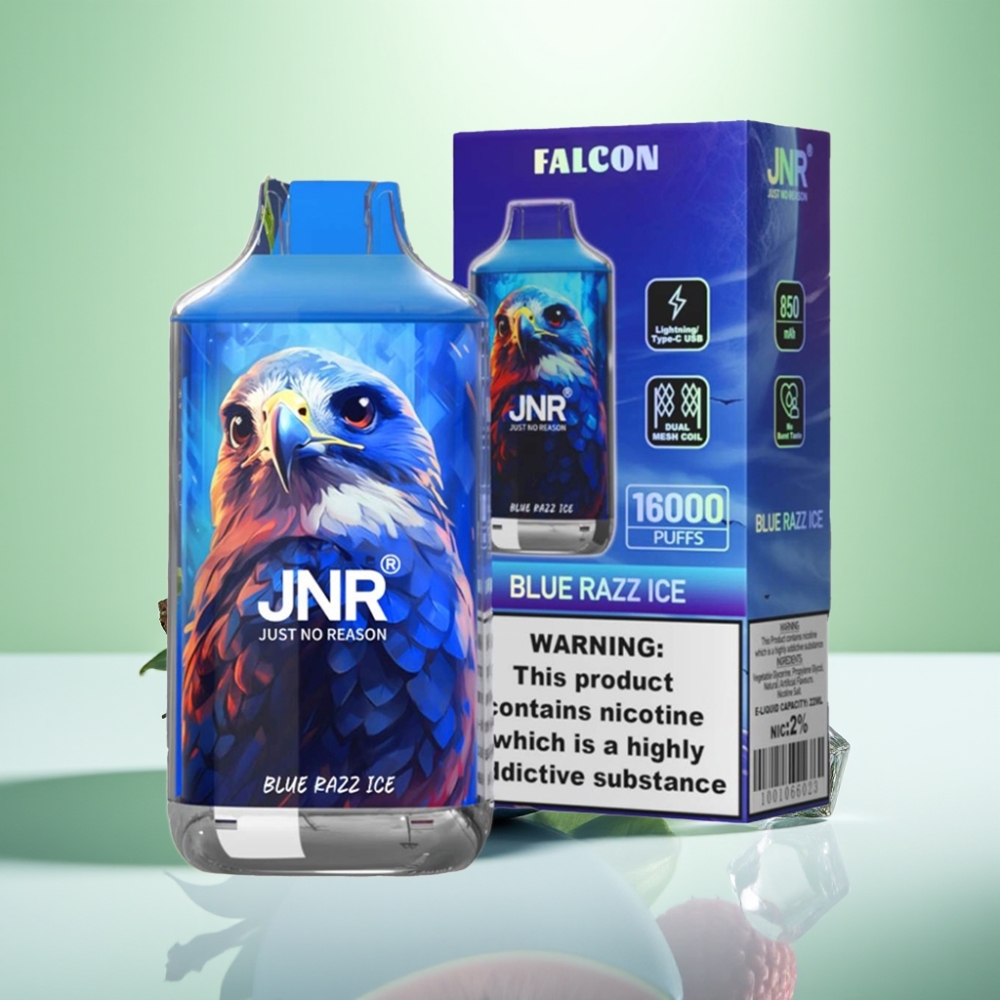 JNR Falcon 16000 Puffs Dispozabil Vape Plava Malina Led - 850mAh, 22ml, Dual Mesh Coil