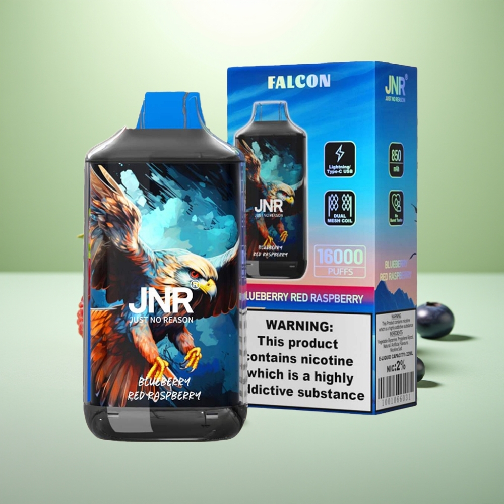 JNR Falcon 16000 Puffs Dispozabilna Vape Borovnica Crvena Malina, 850 mAh, 22ml, Dual Mesh Coil