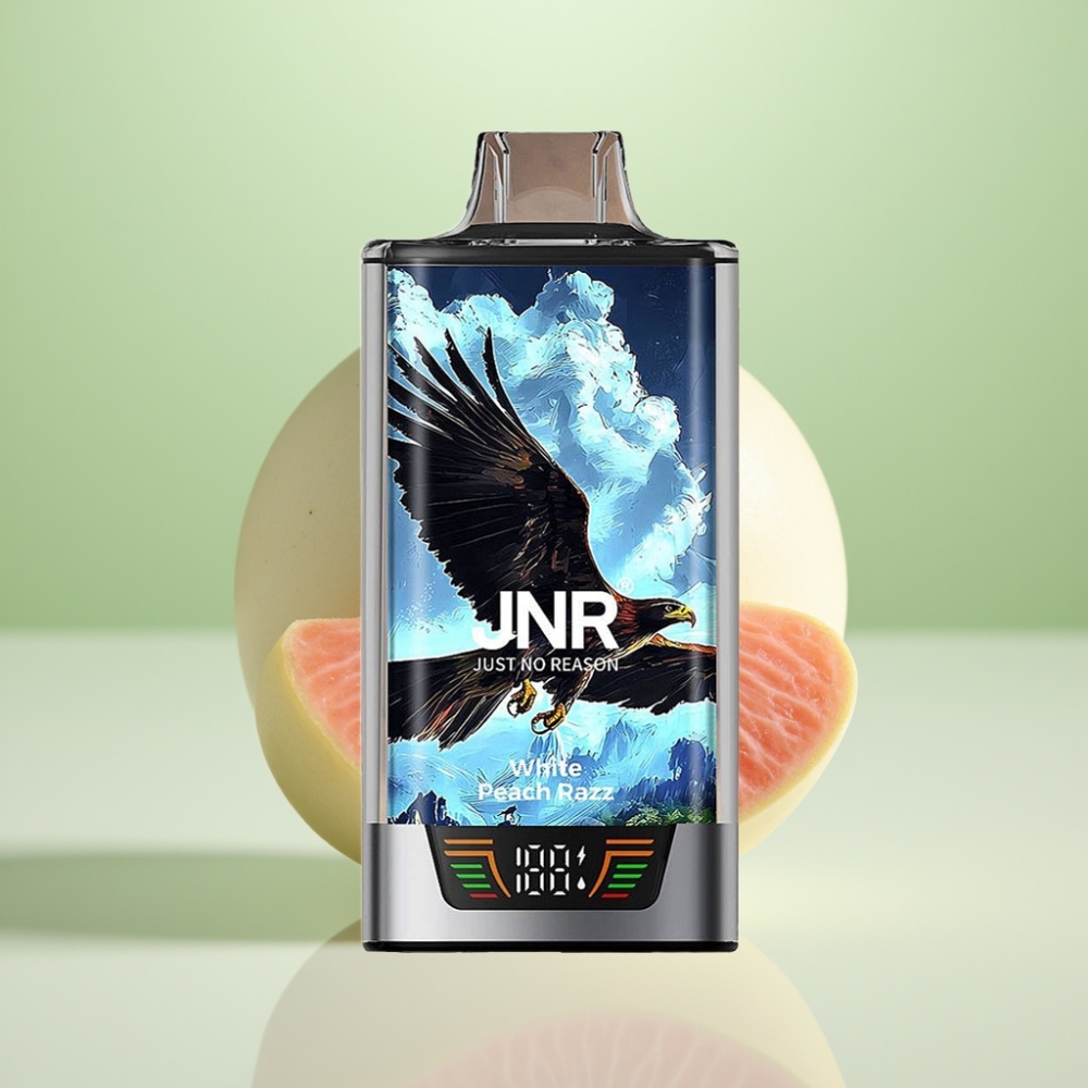 JNR Falcon Pro 28000 Dispozabil Vape Beli Breskva Malina – 30ml, 950mAh, 28000 Puffova, 5% Nikotina, USB Type-C