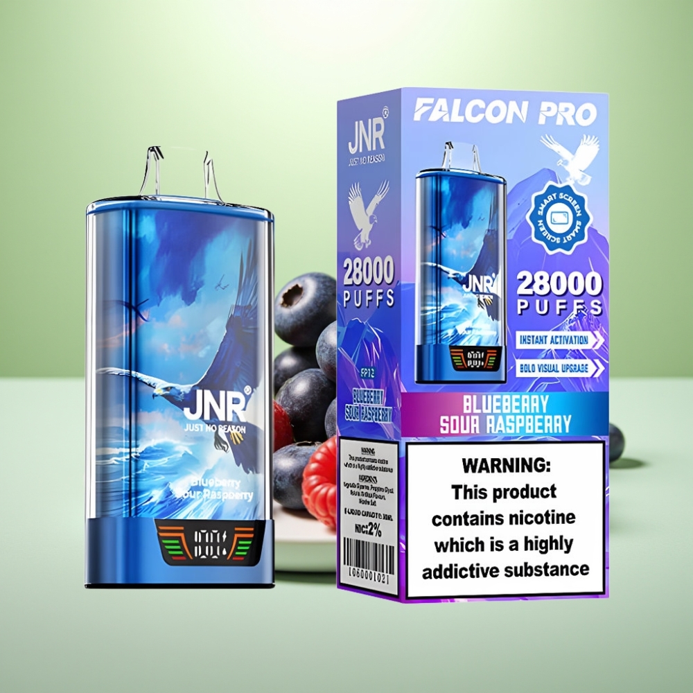 JNR Falcon Pro 28000 Dispozabil Vape Borovnica-Kisela Malina, 30ml, 28000 Pufova, 5% Nikotina, USB-C