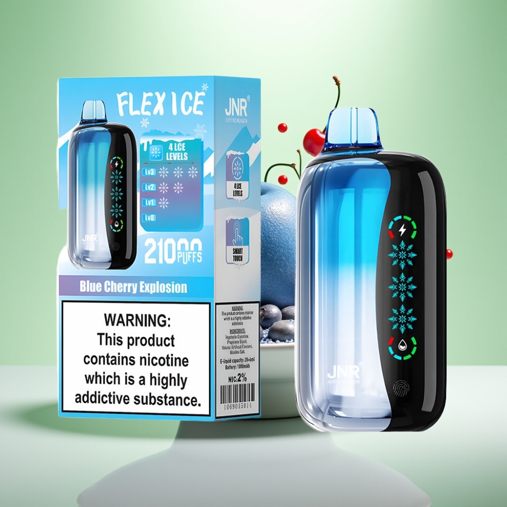 JNR Flex Ice 21000 Pufova Dispozabil Vape Plava Eksplozija Trešnje – 26ml, Podesivi Vazdušni Tok, 1.2 Ohm Dual Mesh