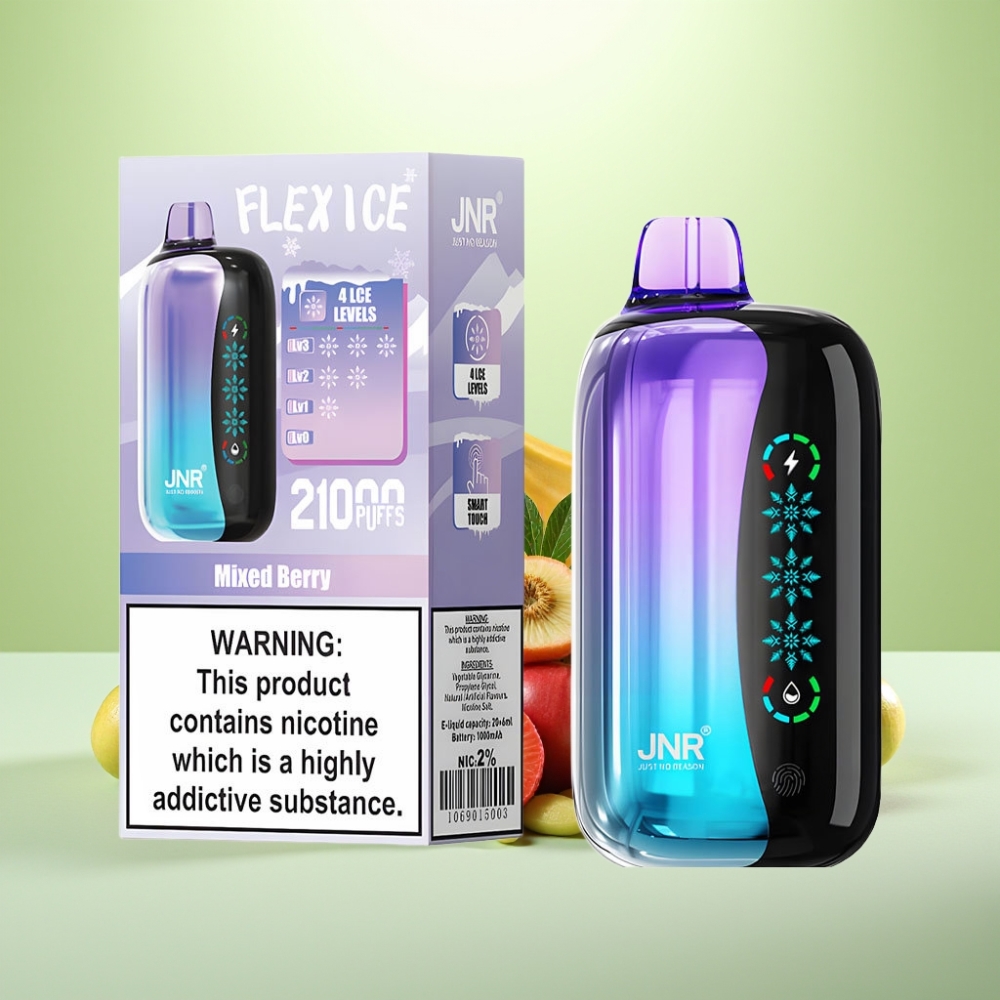 JNR Flex Ice 21000 Pufova Jednokratna Vape sa Podesivim Ice Efektom, 26ml Tecnosti, Customizable Airflow, 1.2 Ohm Dual Mesh - Mixed Berry