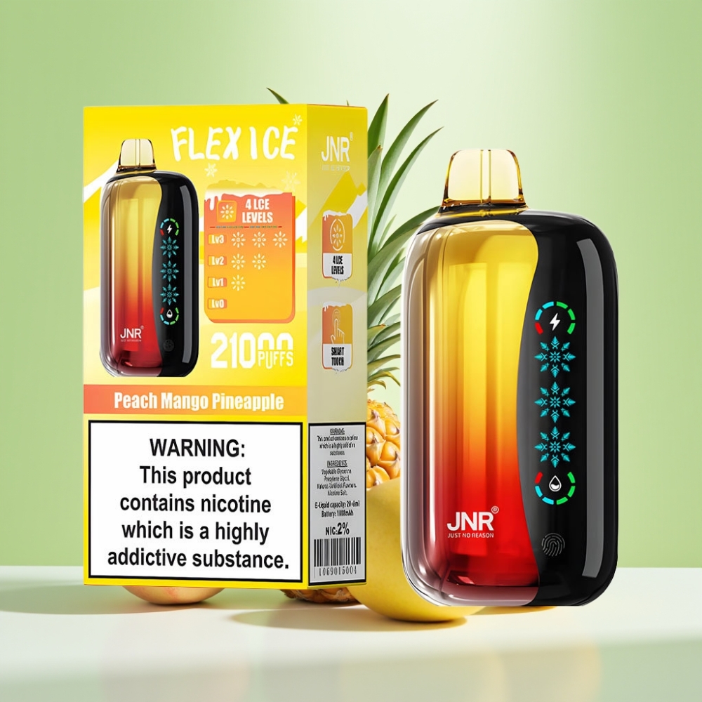 JNR Flex Ice 21000 Pufova Jednokratna Vejp breskva mango ananas – Podešavanje leda, 26ml tečnosti, 1000mAh baterija