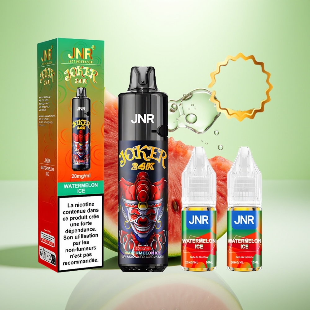 JNR Joker 24K Puffs Dispozabil Vape - Bubanj Leda (Watermelon Ice), 24000 Puffs, 2% nikotina, 800mAh baterija, Type-C punjenje