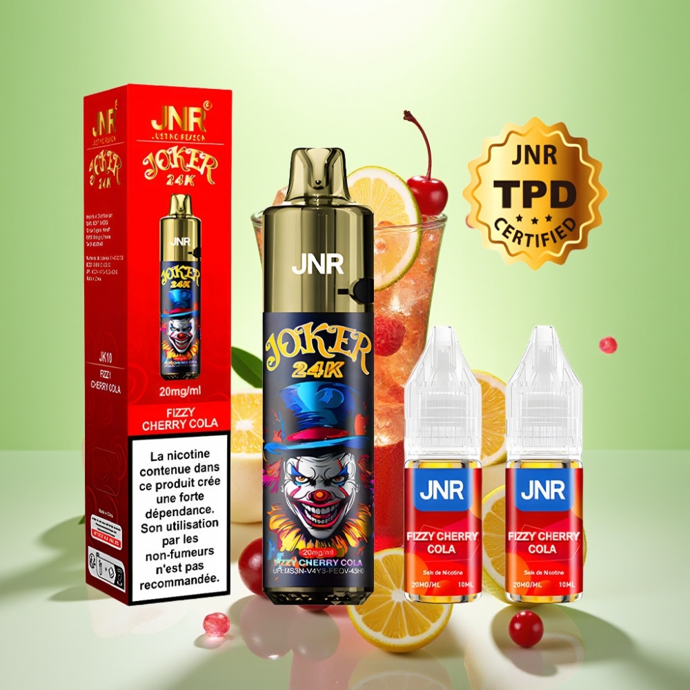 JNR Joker 24K Puffs Dispozabil Vape Gazirana Višnja Kola – 24000 Pufova, 2% Nikotina, 800mAh Baterija, Tip-C Punjenje
