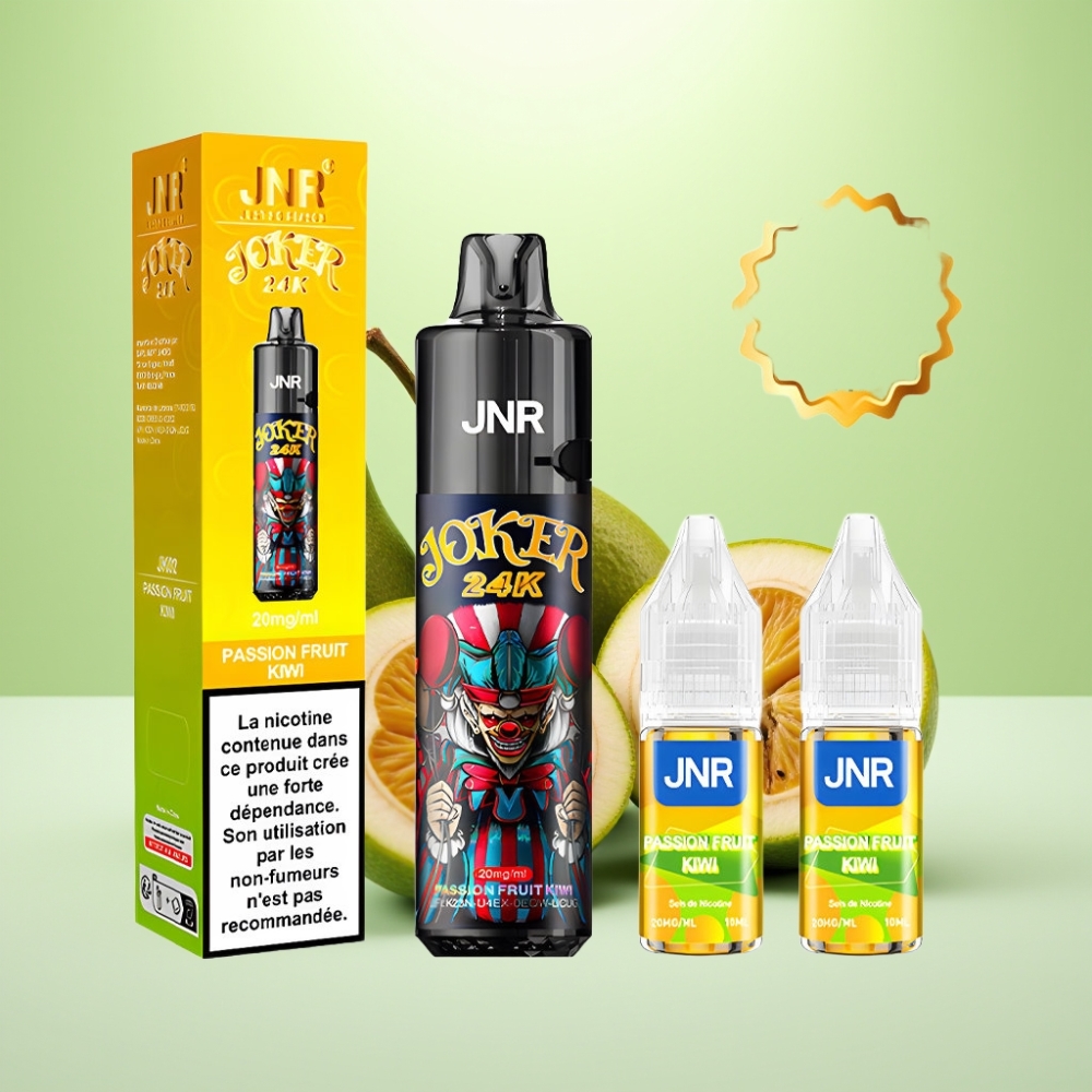 JNR Joker 24K Puffs Dispozabil Vape Passion Fruit Kiwi – 24000 Puffs, 2% Nikotin, 800mAh Baterija