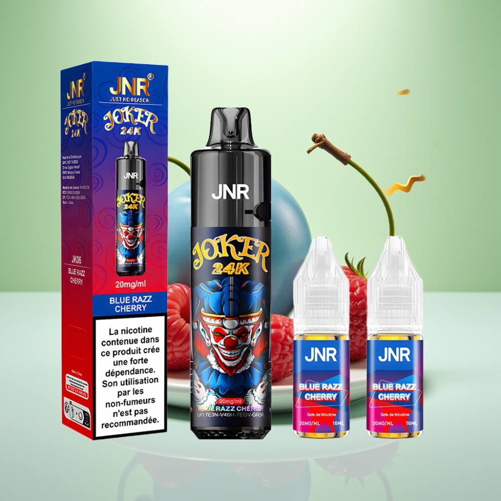 JNR Joker 24K Puffs Dispozabil Vape Plava Malina Trešnja – 24000 Pufova, 2% Nikotina, 800mAh Baterija