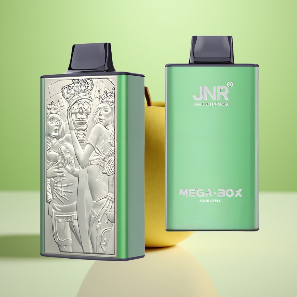 JNR Mega Box 25000 Puffs Dispozabil Vape Kisela Jabuka – 25000 pufova, 30ml tečnost, 850mAh baterija, Dual Mesh Coil