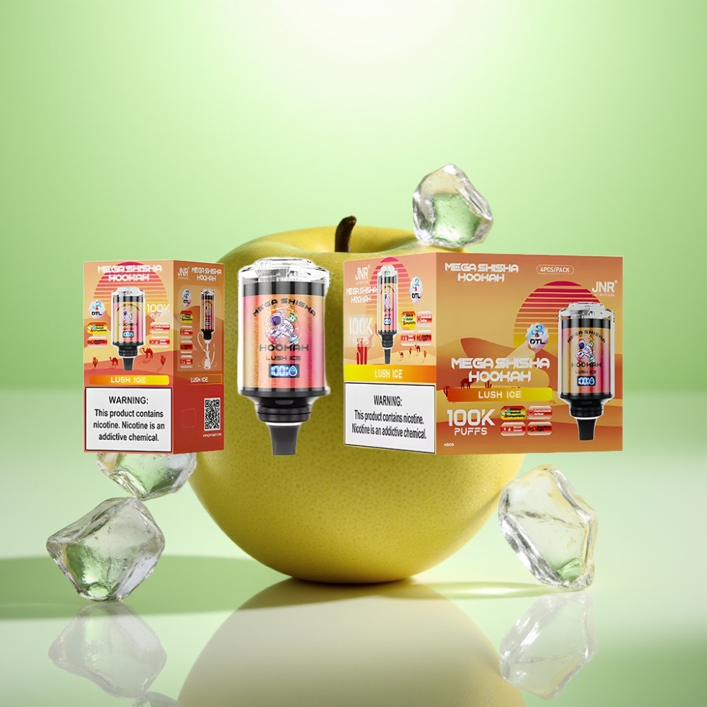 JNR Mega Shisha Hookah 100K Desktop Compatibility Lush Ice - 100000 puffs, 60ml kapacitet, 2200mAh baterija, Type-C punjenje
