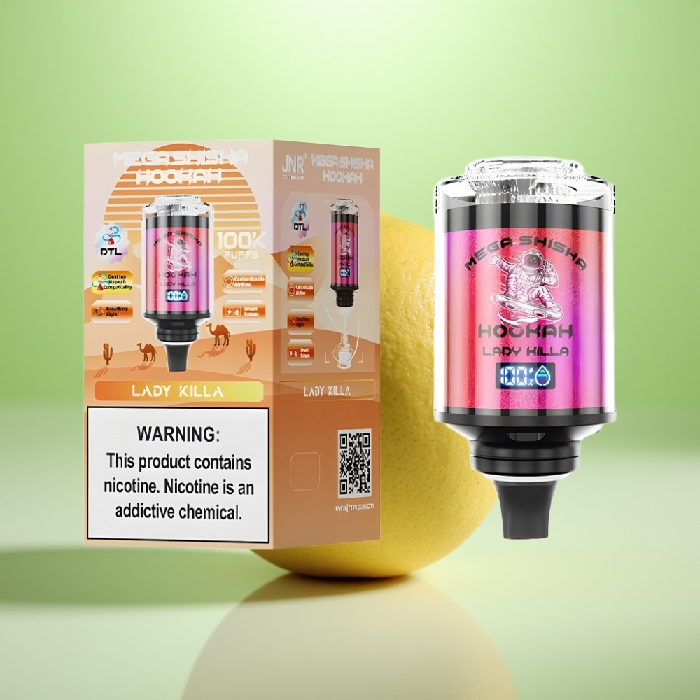 JNR Mega Shisha Hookah Desktop Kompatibilnost – 100K, 60ml, 2200mAh, Type-C, Lady Killa