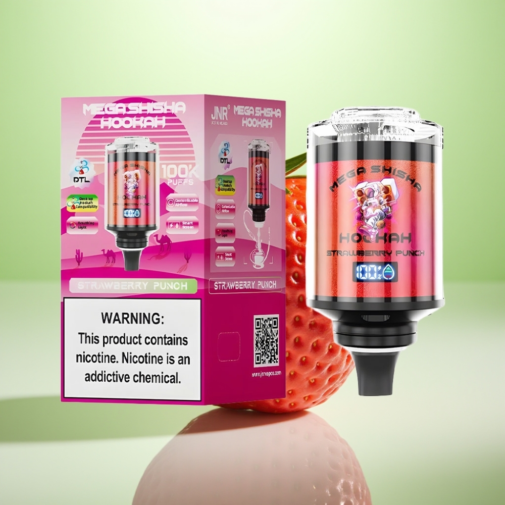 JNR Mega Shisha Hookah Desktop Kompatibilnost - Jagoda Punč, 100K pufova, 60ml tečnost, 2200mAh baterija