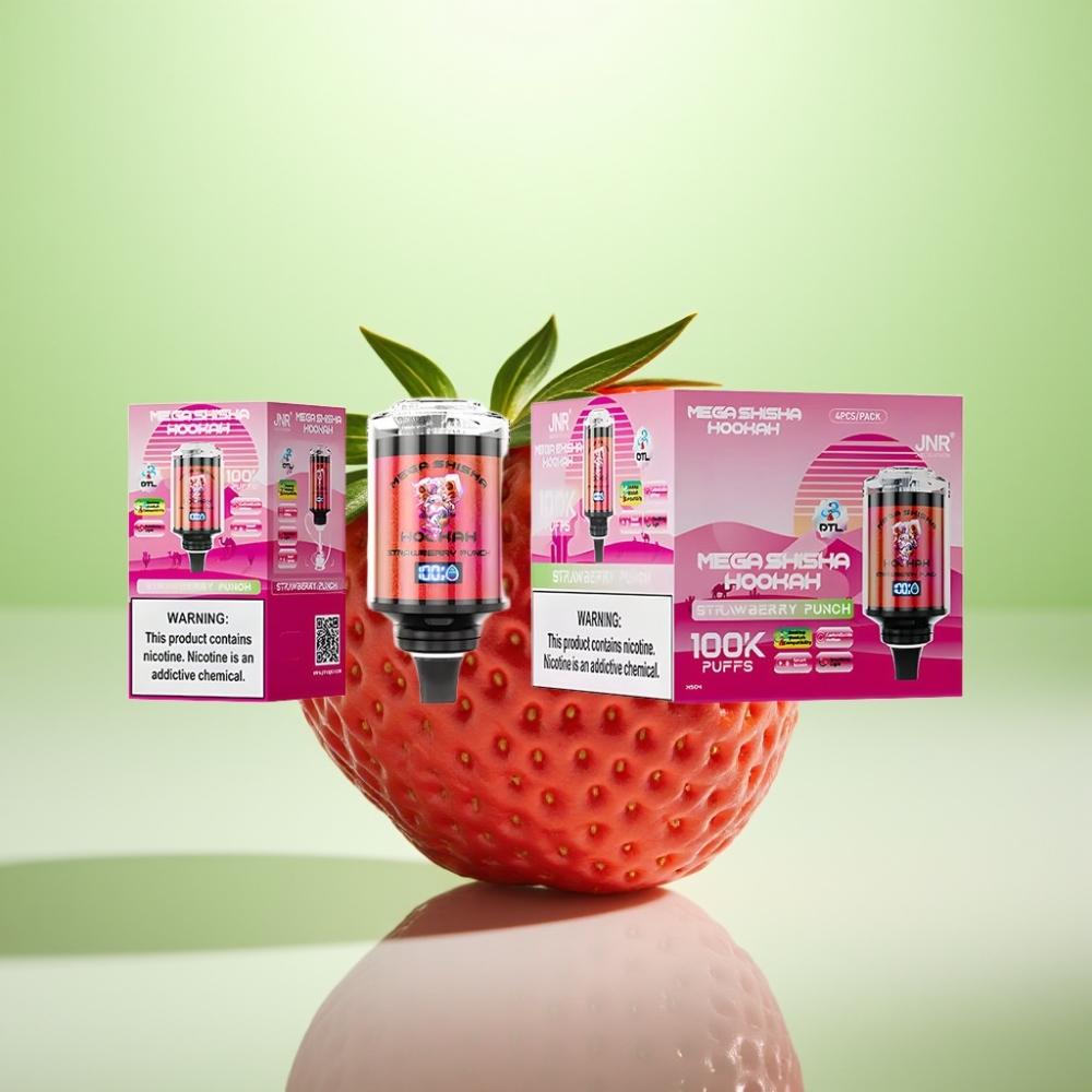 JNR Mega Shisha Hookah Desktop Kompatibilnost - Jagoda Punč, 100K pufova, 60ml tečnost, 2200mAh baterija