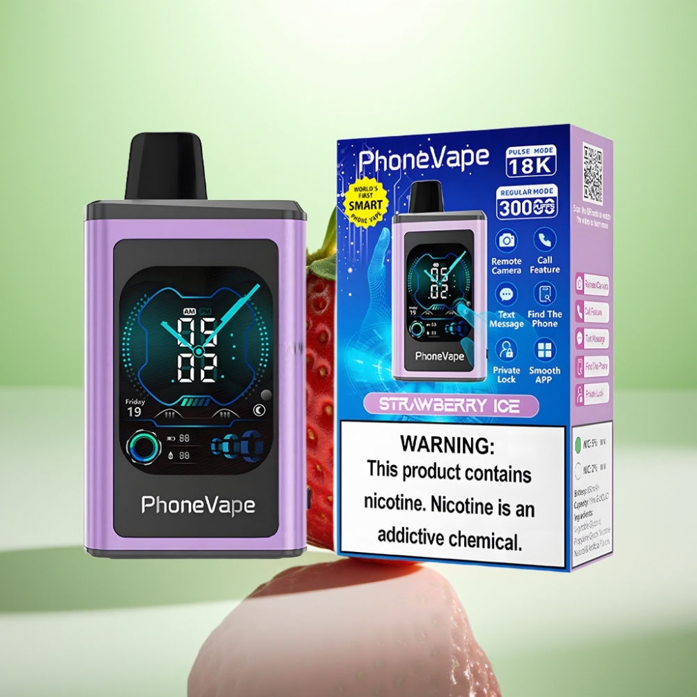 JNR PhoneVape 30000 pudi Dispozabil Vape - 850mAh, Turbo mod, podešavanje protoka vazduha, Jagoda led